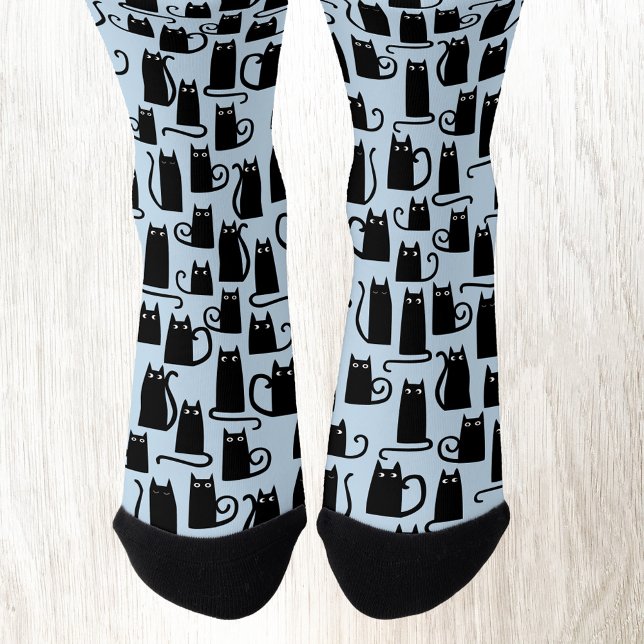 Chaussette Chat noir amusant (Fun black kitty cat socks for animal and pet lovers)