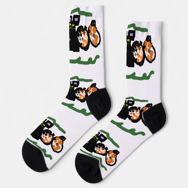 Chaussette Chat Noir Automne attendant frais (Gauche)