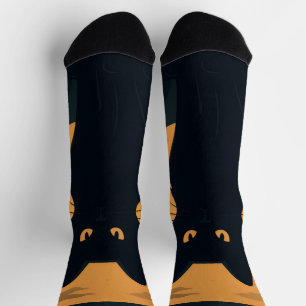 Chaussette Chat noir effrayant silhouette Halloween Chat goth