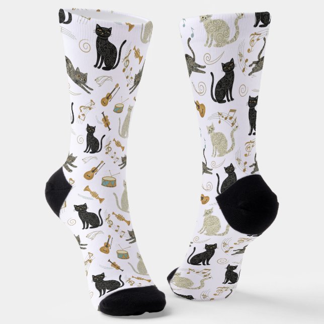 Chaussette Chat noir et blanc Notes Chaussettes (Angulaire)