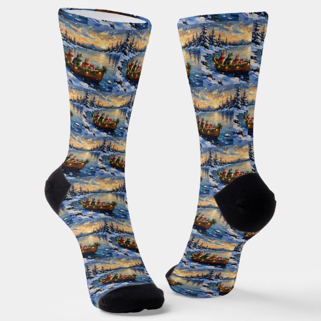 Chaussette Chat Persan Noël Bateau Fêtes (Angulaire)