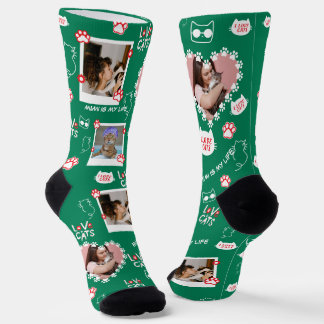 Chaussette Chat Personnalisé Photo Collage Chaussettes Avec N