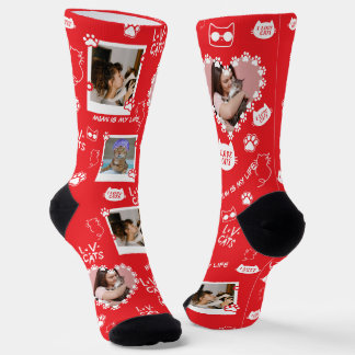 Chaussette Chat Personnalisé Photo Collage Chaussettes Avec N