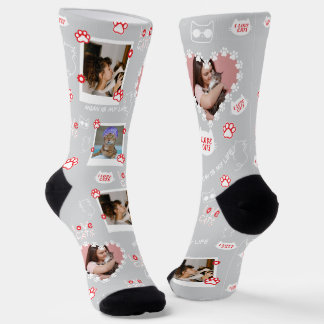 Chaussette Chat Personnalisé Photo Collage Chaussettes Avec N