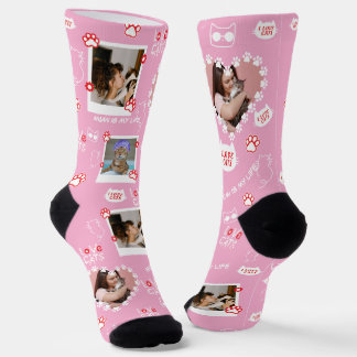 Chaussette Chat Personnalisé Photo Collage Chaussettes Avec N
