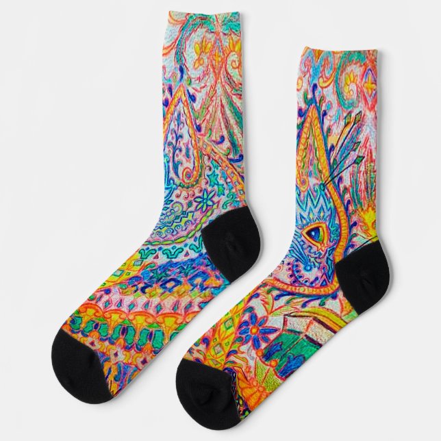 Chaussette Chat Psychedelique, Louis Wain (Gauche)