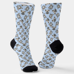 Chaussette Chat Siamese Blue Eyed face Motif d'art graphique