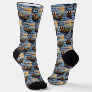 Chaussette Chat Sibérien Noël Bateau Fêtes
