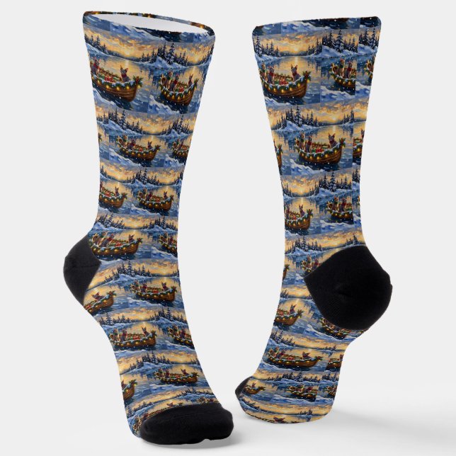 Chaussette Chat Sphynx Noël Bateau Fêtes (Angulaire)
