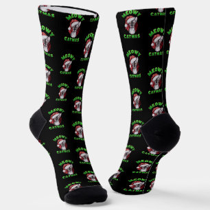 Chaussette Chat Sphynx Santa Meowy Noël Femmes Durable