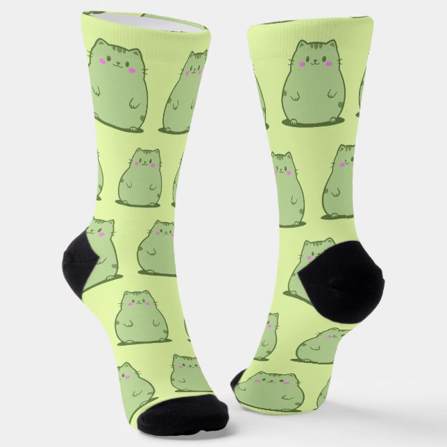 Chaussette Chaton Vert Matcha Rondouillard (Angulaire)