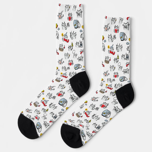 Chaussette Chats amusants, lait et magie. (Gauche)