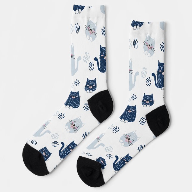Chaussette Chats Bleus (Gauche)