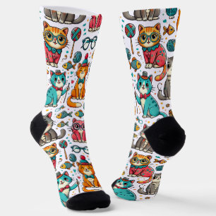 Chaussette Chats colorés amusants Chaussettes Motif Amoureux