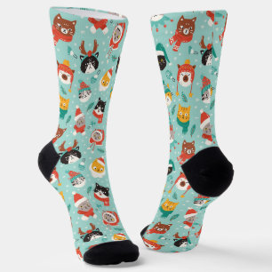 Chaussette Chats de Noël en Chandails de vacances Motif