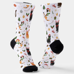 Chaussette Chats de Noël mignons et décorations de fêtes
