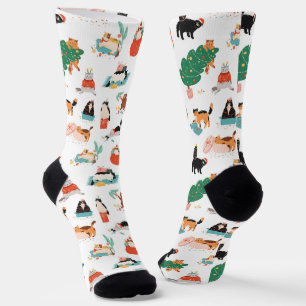 Chaussette Chats et Motifs de Noël