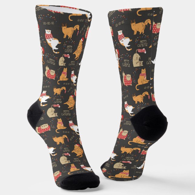 Chaussette Chats Festifs avec lumière Motif de Noël (Angulaire)