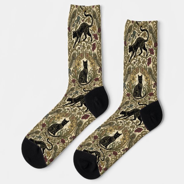Chaussette Chats noirs Art Nouveau (Gauche)