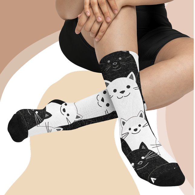 Chaussette Chats noirs et blancs (Cute 'n quirky socks for cat lovers!)