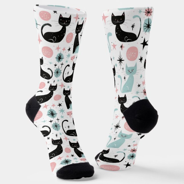 Chaussette Chats Rétro Pastel  (Angulaire)