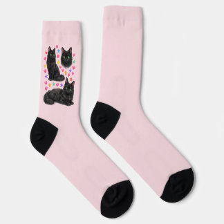 Chaussette chatte maman magique kawaii chat noir étoiles arc-