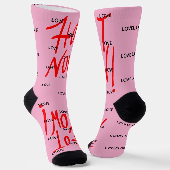Chaussette CHAUD MAINTENANT ROSE avec AMOUR (Angulaire)
