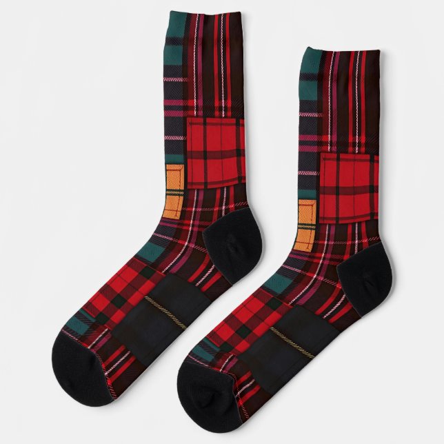Chaussette chaussettes à carreaux rapiécées (Gauche)
