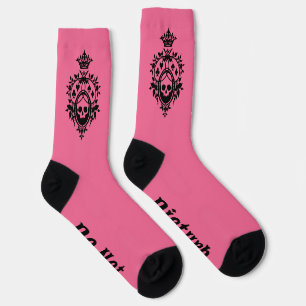 Chaussette Chaussettes à crête rose avec crâne et enseignes d