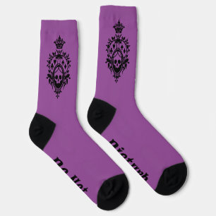 Chaussette Chaussettes à crête violette avec crâne et enseign