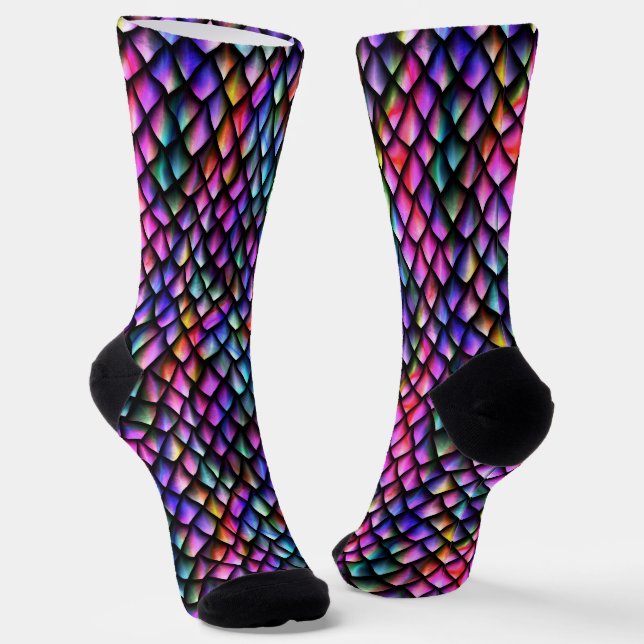 Chaussette Chaussettes à échelles Arc-en-ciel Dragon #2 (Angulaire)