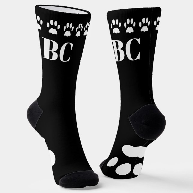 Chaussette Chaussettes à empreinte de patte noir et blanc ave (Angulaire)