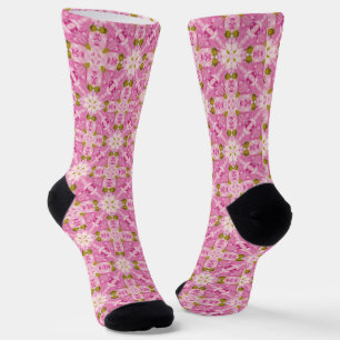 Chaussette chaussettes à fleurs croisées roses