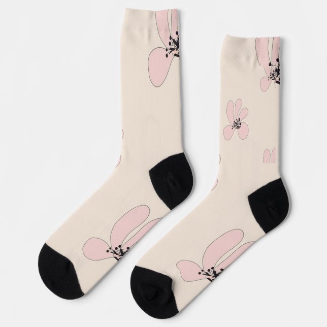 Chaussette chaussettes à fleurs roses (Gauche)