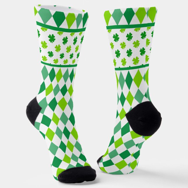 Chaussette Chaussettes à impression de diamants et trèfles (Créateur téléchargé)