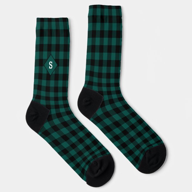 Chaussette Chaussettes à monogramme initial vert et blanc à c (Droite)