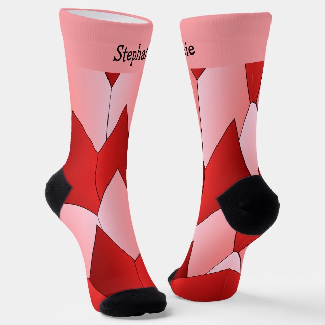 Chaussette Chaussettes à motif Art Déco rose rouge (Angulaire)