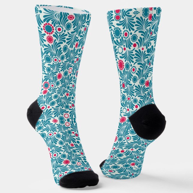 Chaussette Chaussettes à motif botanique de couleur bleue de  (Angulaire)
