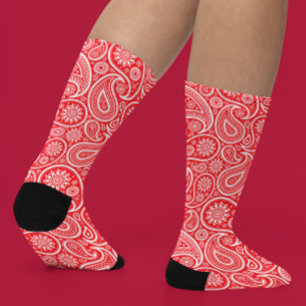 Chaussette Chaussettes à motif cachemire vintage blanc et rou