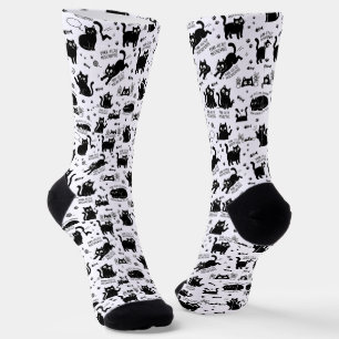 Chaussette Chaussettes à motif Chat Noir – Félin de dessin an