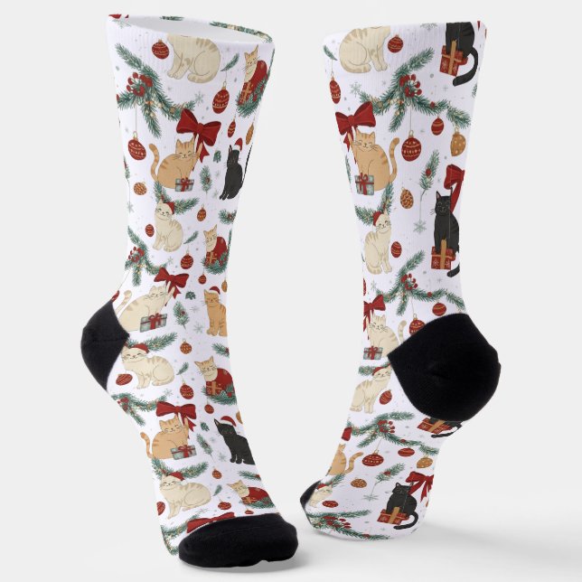 Chaussette Chaussettes à motif chats mignons et décorations d (Angulaire)