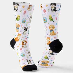 Chaussette Chaussettes à motif d'animaux aquarelles fantaisis