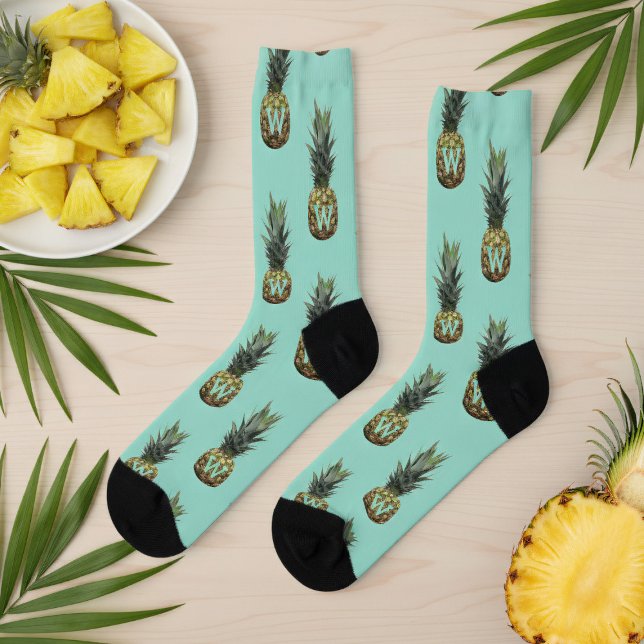 Chaussette Chaussettes à motif de ananas tropical avec monogr (if you love pineapples - here's your pineapple socks!)