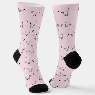Chaussette Chaussettes à motif de chat en dessin au trait ros