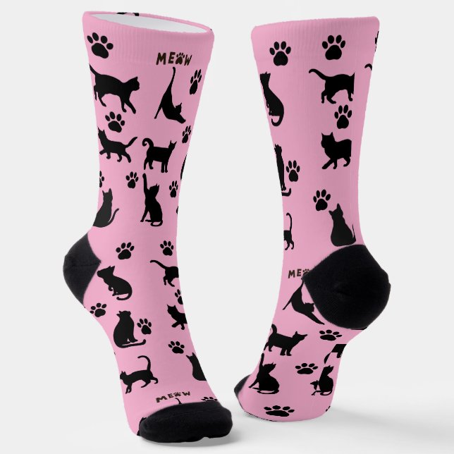 Chaussette Chaussettes à motif de chat smoking noir et blanc, (Angulaire)