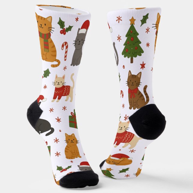 Chaussette Chaussettes à motif de chats de Noël cosy (Angulaire)