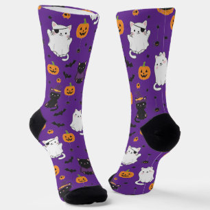 Chaussette Chaussettes à motif de chats et citrouilles d'Hall