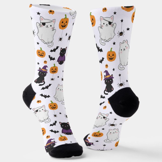 Chaussette Chaussettes à motif de chats et de citrouilles Hal (Angulaire)