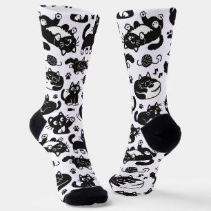 Chaussette Chaussettes à motif de chats noir et blanc drôles