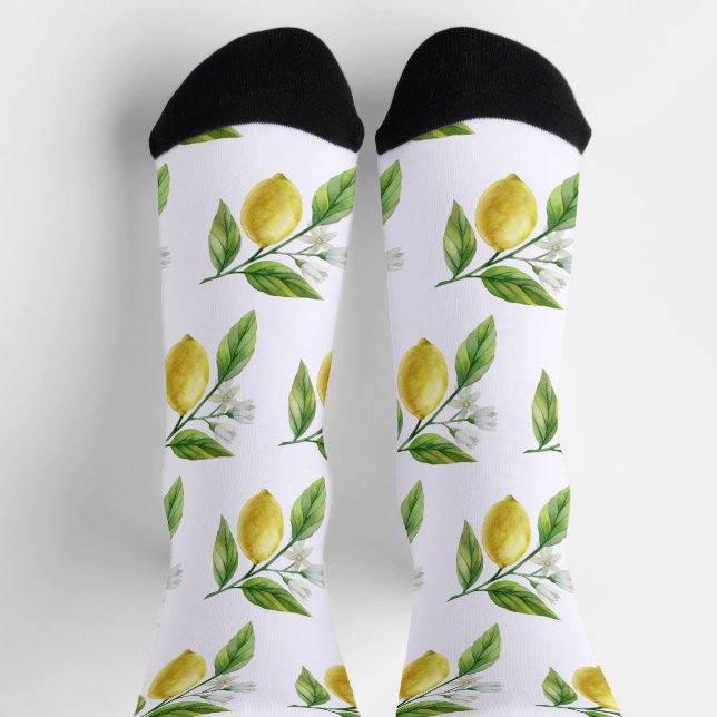 Chaussette Chaussettes à motif de citron à l'aquarelle (Haut)